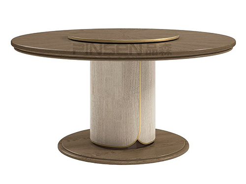意式簡(jiǎn)約實(shí)木旋轉(zhuǎn)圓盤餐桌