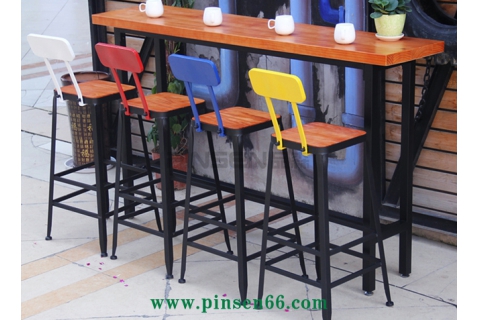 <b>星巴克吧臺(tái)桌椅餐廳桌高腳凳酒吧咖啡廳吧臺(tái)桌椅皮椅家用吧臺(tái)</b>