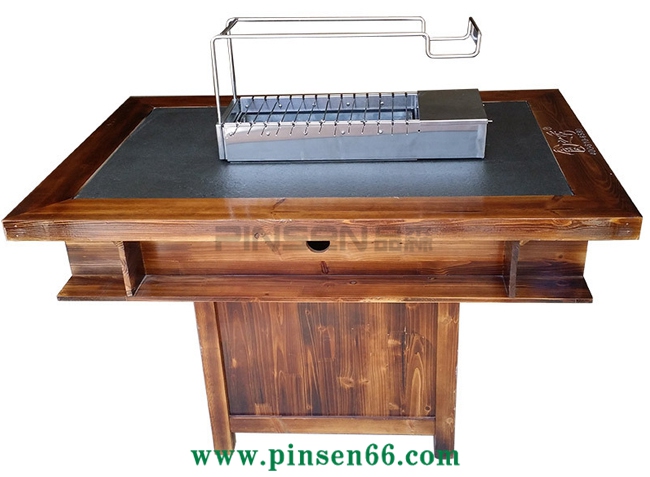 實(shí)木自動(dòng)翻轉(zhuǎn)韓式烤肉桌