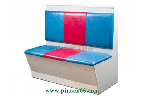 藍(lán)紅雙色格子軟包火鍋卡座沙發(fā)餐桌椅